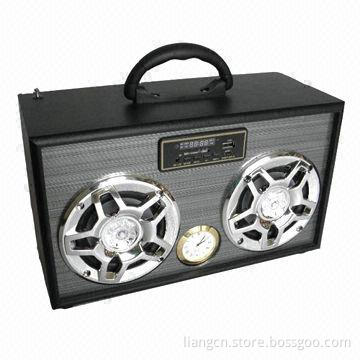 Wood mini speakers with FM radio/USB/SD card
